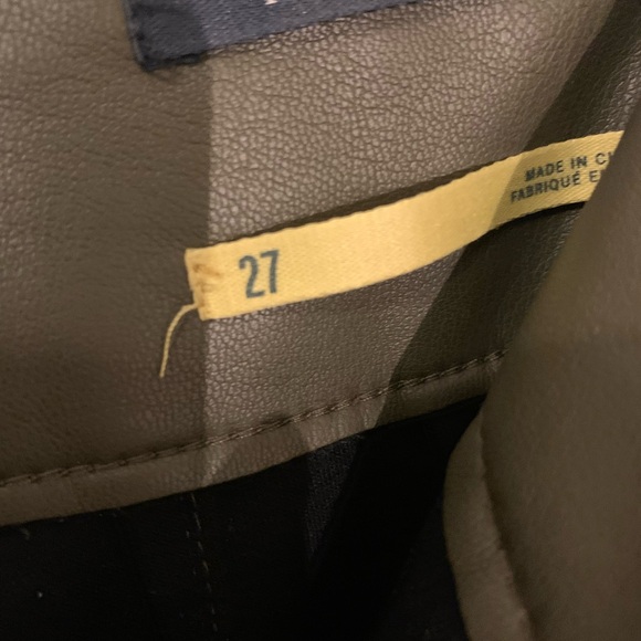 Maeve By Anthropology Faux Leather Olive Green Wide-Leg Pants Size 27 - Picture 5 of 6